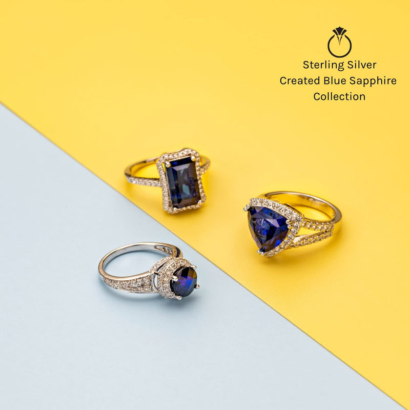 Blue Sapphire Ring Sterling Silver Round Shape 1.25 Carats
