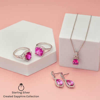 Pink Sapphire Ring Sterling Silver Oval Shape 2.5 Carats