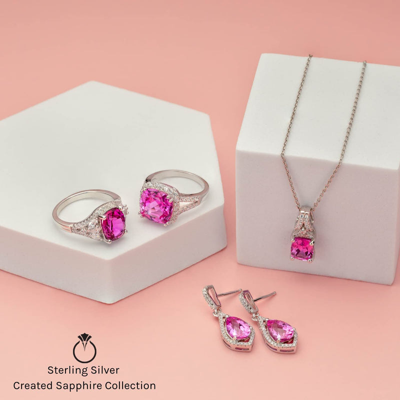 Pink Sapphire Ring Sterling Silver Oval Shape 2.5 Carats