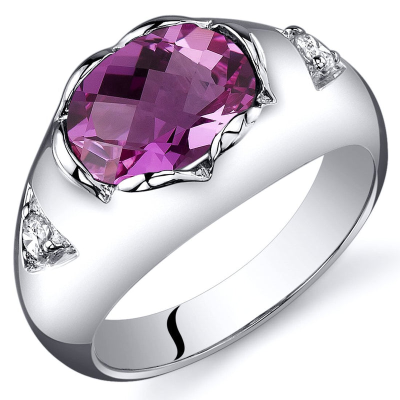Pink Sapphire Ring Sterling Silver Oval Shape 2.5 Carats