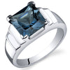 London Blue Topaz Ring Sterling Silver Princess Shape 2.75 Cts