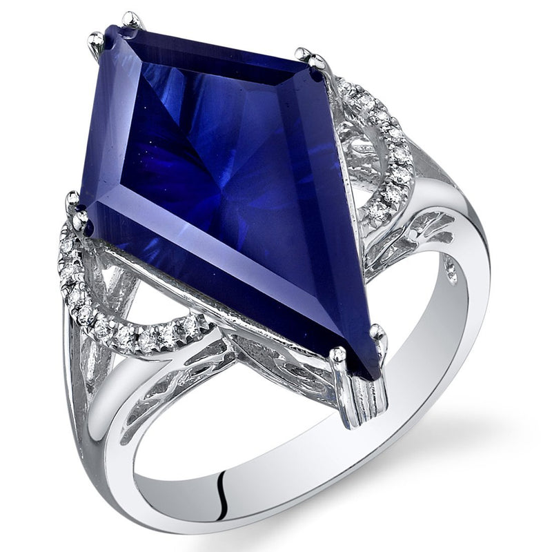Blue Sapphire Ring Sterling Silver Kite Shape 8 Carats