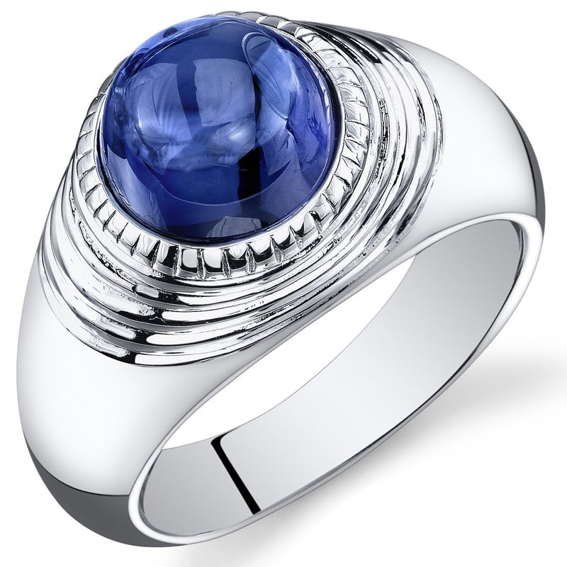 Mens 6.5 cts Blue Sapphire Sterling Silver Mens Ring Sizes 8 To 13
