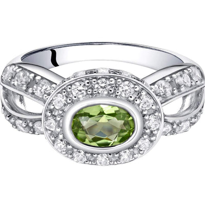 Peridot Ring Sterling Silver Oval Shape 0.75 Carats SR9754