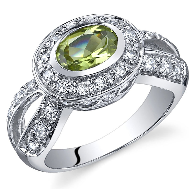 Peridot Ring Sterling Silver Oval Shape 0.75 Carats SR9754