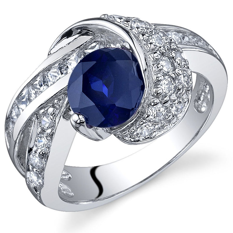 Blue Sapphire Ring Sterling Silver Round Shape 1.75 Carats