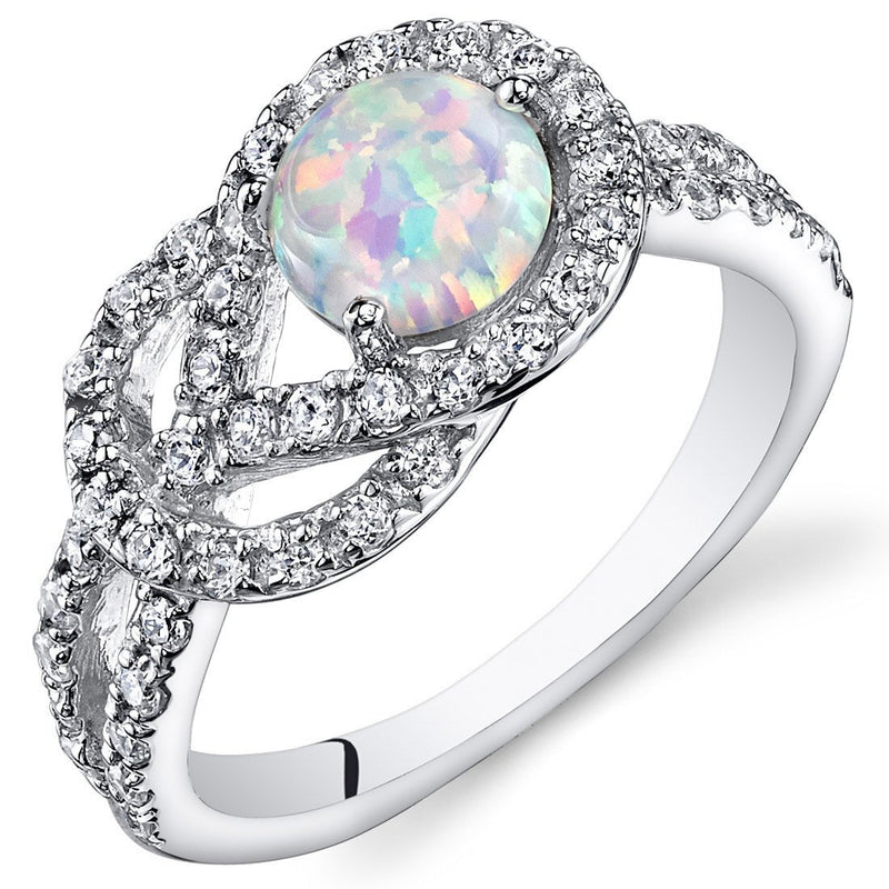 White Opal Ring Sterling Silver Round Shape 0.75 Carats