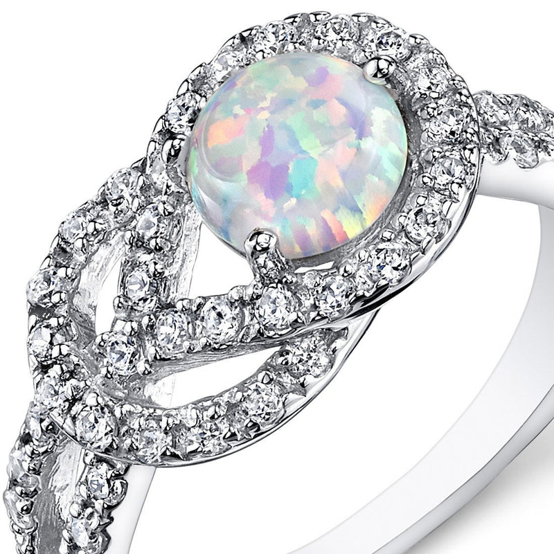 White Opal Ring Sterling Silver Round Shape 0.75 Carats