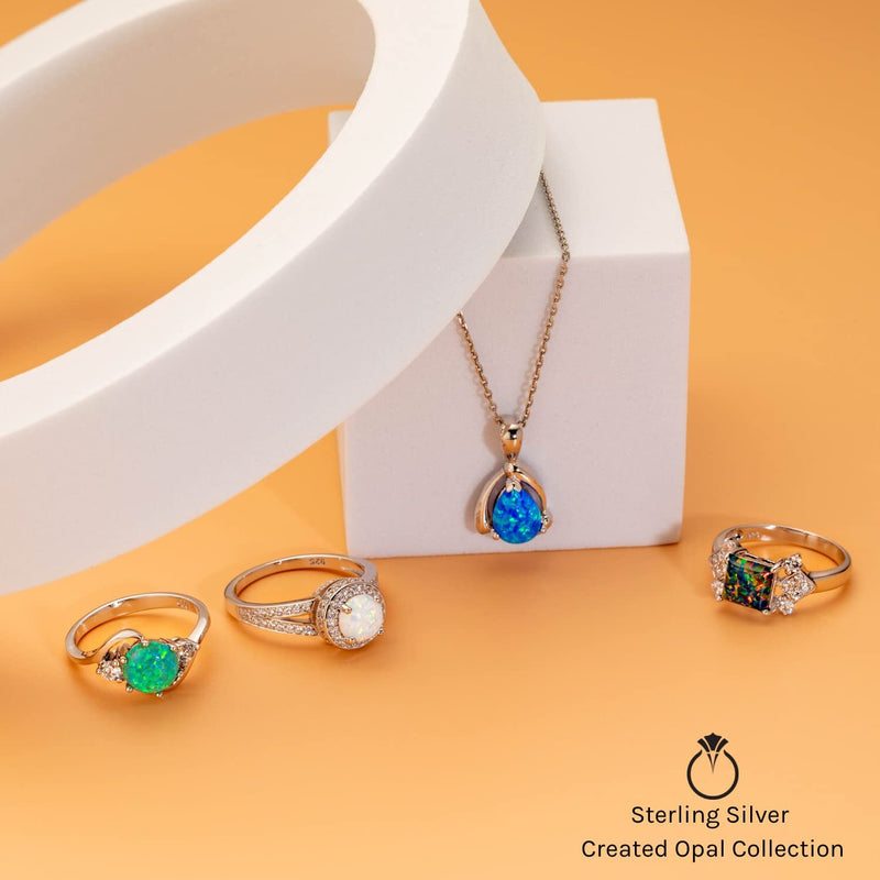 Powder Blue Opal 3 Stone Ring Sterling Silver 1.25 Carats Sizes 5 to 9