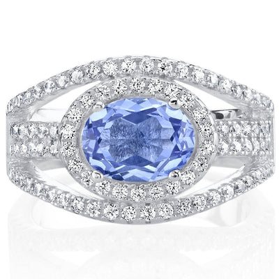 Simulated Tanzanite Sterling Silver Serenity Ring 1.50 Carats Sizes 5 to 9