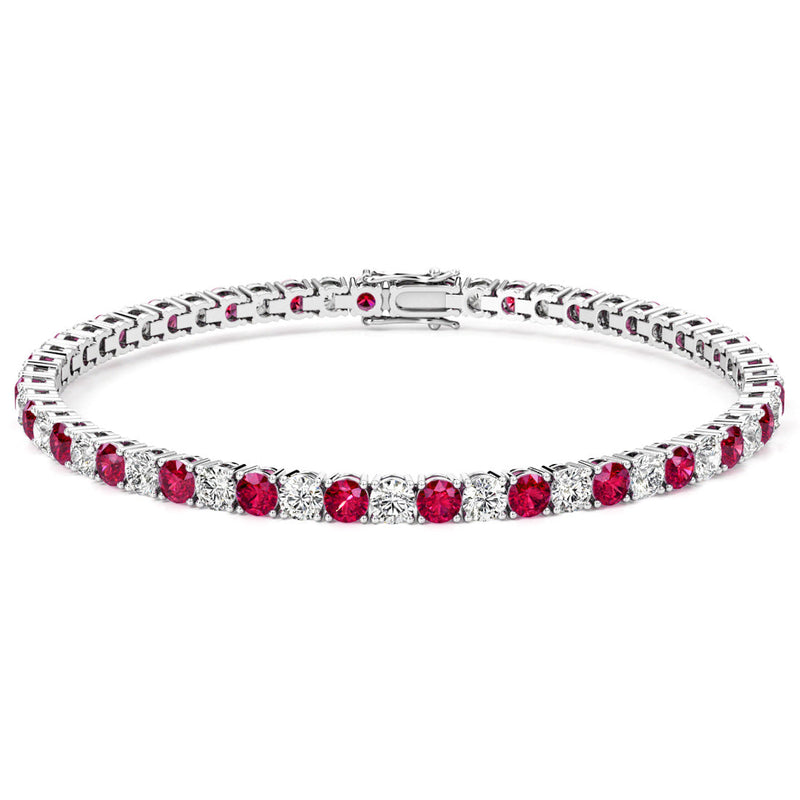 Ruby and Diamond Tennis Bracelet 14K Gold 9.50 Carats