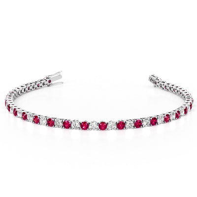 Ruby and Diamond Tennis Bracelet 14K Gold 9.50 Carats