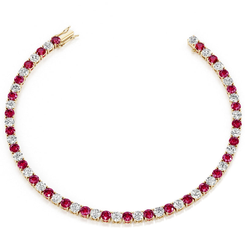 Ruby and Diamond Tennis Bracelet 14K Gold 9.50 Carats