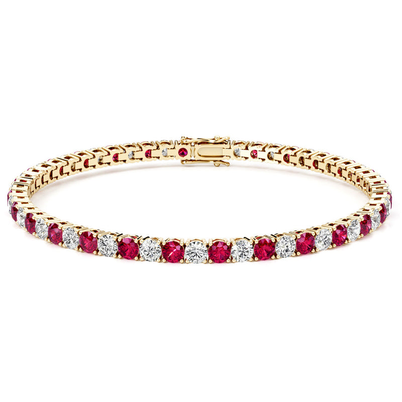 Ruby and Diamond Tennis Bracelet 14K Gold 9.50 Carats