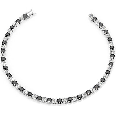 Black and White Diamond Tennis Bracelet 14K Gold 6 Carats