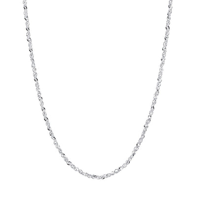 14K White Gold Rope Style Chain Necklace Diamond Cut 0.9mm