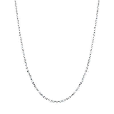 14K White or Yellow Gold Cable Style Chain Necklace Diamond Cut 1.1mm