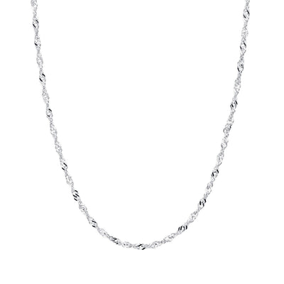 14K White Gold Singapore Style Chain Necklace 1.0mm