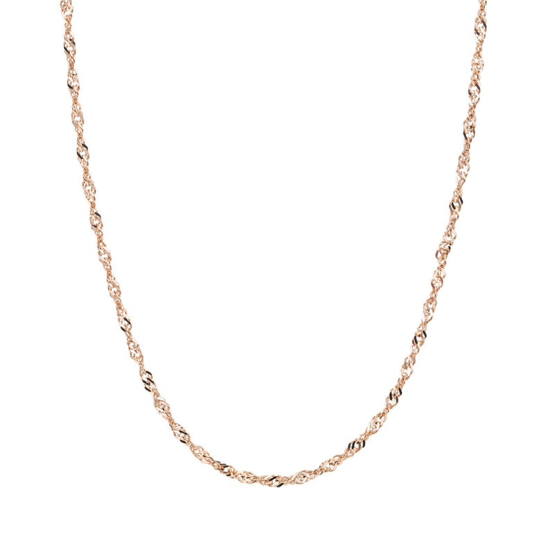 14K Rose Gold Singapore Style Chain Necklace 1.0mm