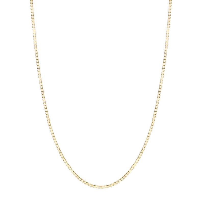 14K Yellow Gold Box Style Chain Necklace 0.8mm