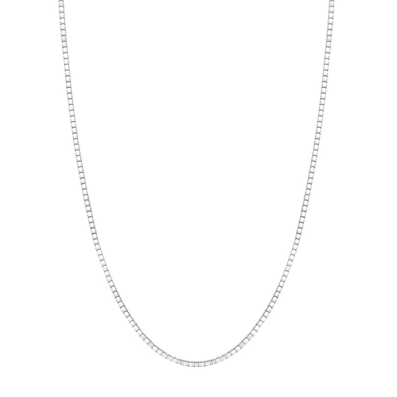 14K White Gold Box Style Chain Necklace 1.0mm