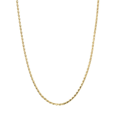 14K Yellow Gold Wheat Style Chain Necklace Diamond Cut 0.9mm