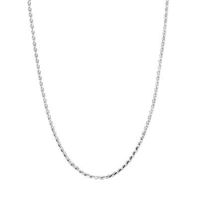 14K White Gold Wheat Style Chain Necklace Diamond Cut 0.9mm