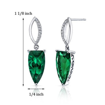 Emerald Earrings 14 Karat White Gold Half Marquise 5.5 Carats