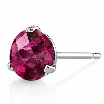 Ruby Stud Earrings 14 Karat White Gold Round Shape 2.25 Carats