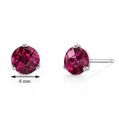 Ruby Stud Earrings 14 Karat White Gold Round Shape 2.25 Carats