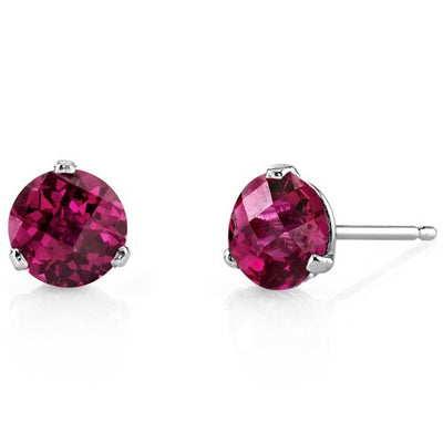 Ruby Stud Earrings 14 Karat White Gold Round Shape 2.25 Carats