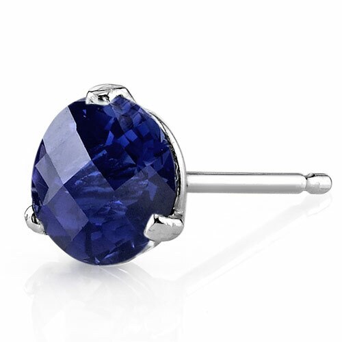 Blue Sapphire Stud Earrings 14 Karat White Gold 2.25 Carats