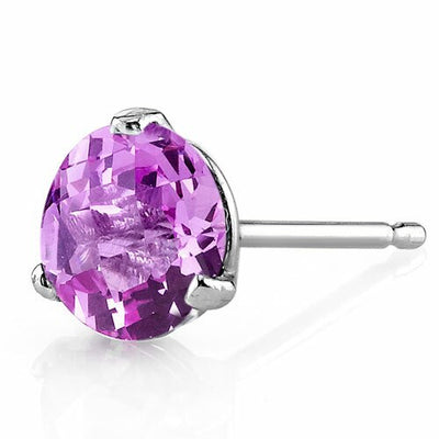 Pink Sapphire Stud Earrings 14 Karat White Gold 2.25 Carats