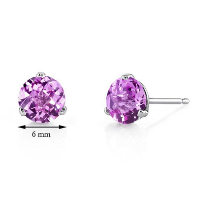 Pink Sapphire Stud Earrings 14 Karat White Gold 2.25 Carats