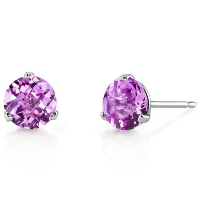 Pink Sapphire Stud Earrings 14 Karat White Gold 2.25 Carats