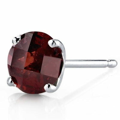 Garnet Stud Earrings 14 Kt White Gold Round Shape 2.25 Carats