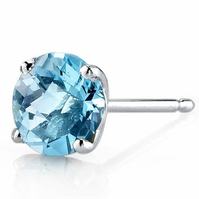 Swiss Blue Topaz Stud Earrings 14 Karat White Gold 2 Carats E18480-alternateview