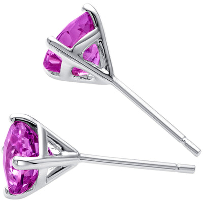 Pink Sapphire Stud Earrings 14 Karat White Gold 2.25 Carats