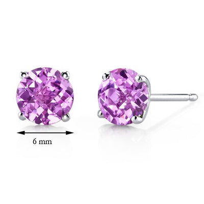 Pink Sapphire Stud Earrings 14 Karat White Gold 2.25 Carats