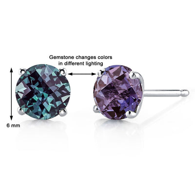 Alexandrite Stud Earrings 14 Karat White Gold 2 Carats E18490 color changing