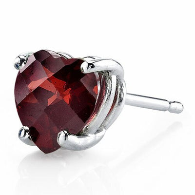 Garnet Stud Earrings 14 Kt White Gold Heart Shape 1.75 Carats E18524-alternate