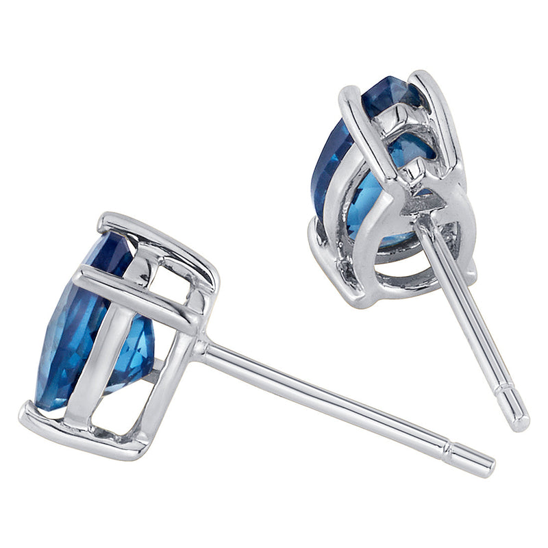 London Blue Topaz Stud Earrings 14 Karat White Gold Pear Shape