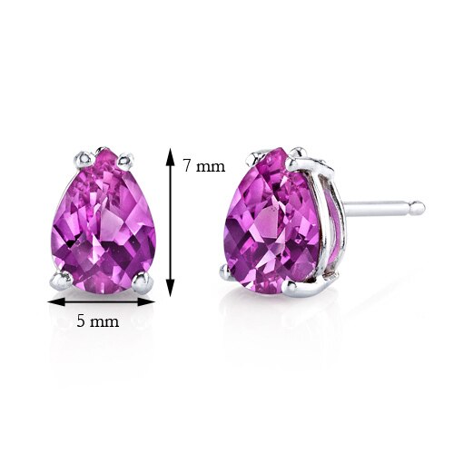 Pink Sapphire Stud Earrings 14 Karat White Gold Pear Shape