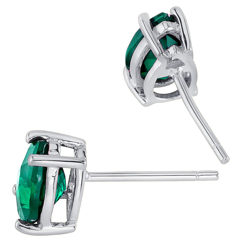 Emerald Stud Earrings 14 Karat White Gold Pear Shape 1.25 Carat