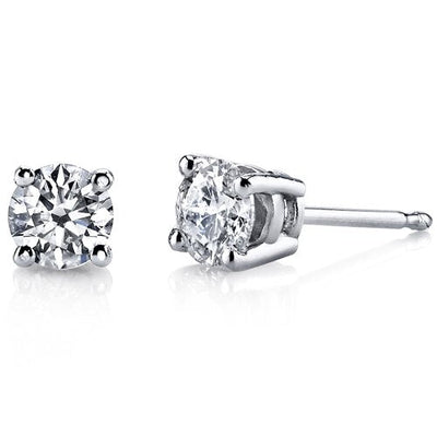 Diamond Earrings 14 Karat White Gold Round Shape 0.37 Carats