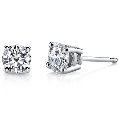 Diamond Earrings 14 Karat White Gold Round Shape 0.67 Carats