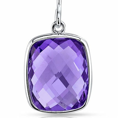 Amethyst Earrings 14 Kt White Gold Rectangle Cushion 7.25 Cts