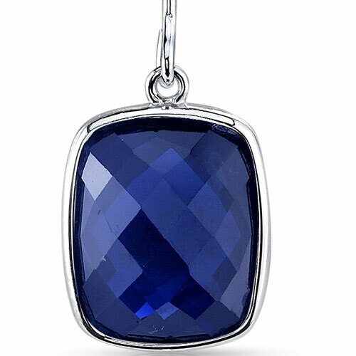 Blue Sapphire Earrings 14 Karat White Gold Cushion Cut 11.5 Cts