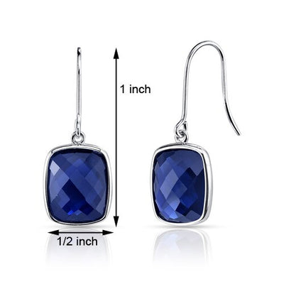 Blue Sapphire Earrings 14 Karat White Gold Cushion Cut 11.5 Cts