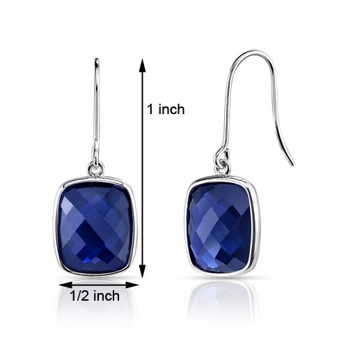 Blue Sapphire Earrings 14 Karat White Gold Cushion Cut 11.5 Cts